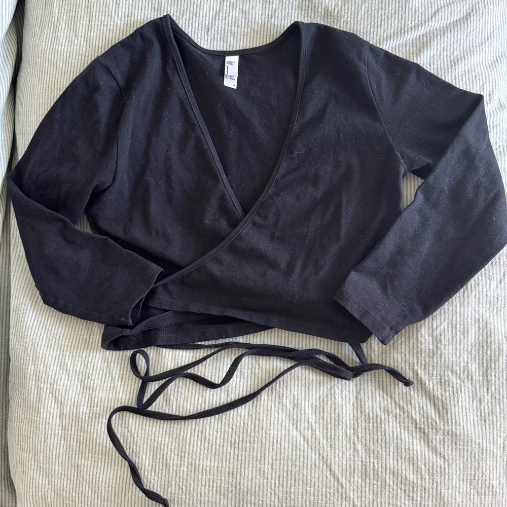 American Apparel black ballet wrap top